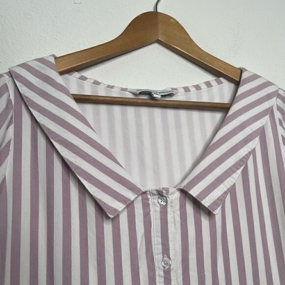 Cupcakes & Cashmere Women’s Pink White Striped Button Up Long Sleeve Dress Sz XS - Picture 5 of 9